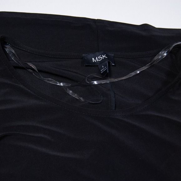 MSK Black‎ Dress Floral Embroidered Bell Sleeve Cocktail Party Career L Large - Picture 8 of 10